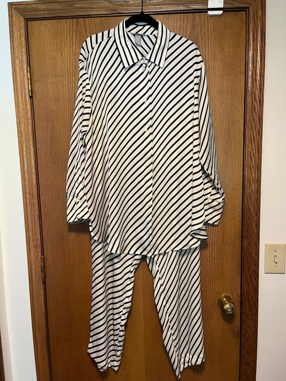 H&M Black and White Diagonal Stripe Two Piece Set